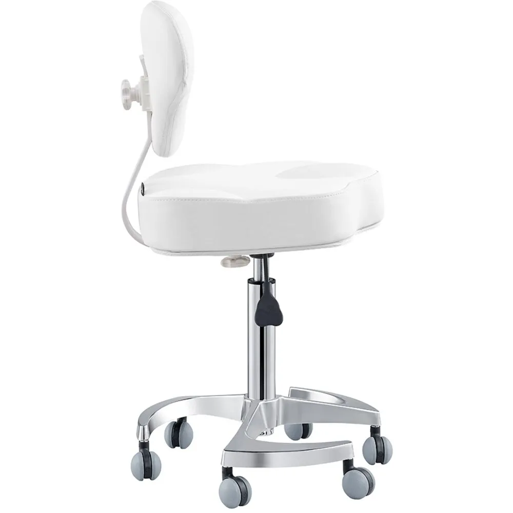 Zen Adjustable Swivel Stool - WHITE / 21" - 28" Adjustable Seat Height   6 Wheel Base by DIR Salon Furniture