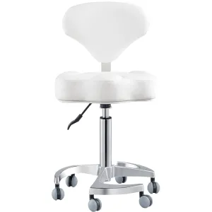Zen Adjustable Swivel Stool - WHITE / 21" - 28" Adjustable Seat Height   6 Wheel Base by DIR Salon Furniture