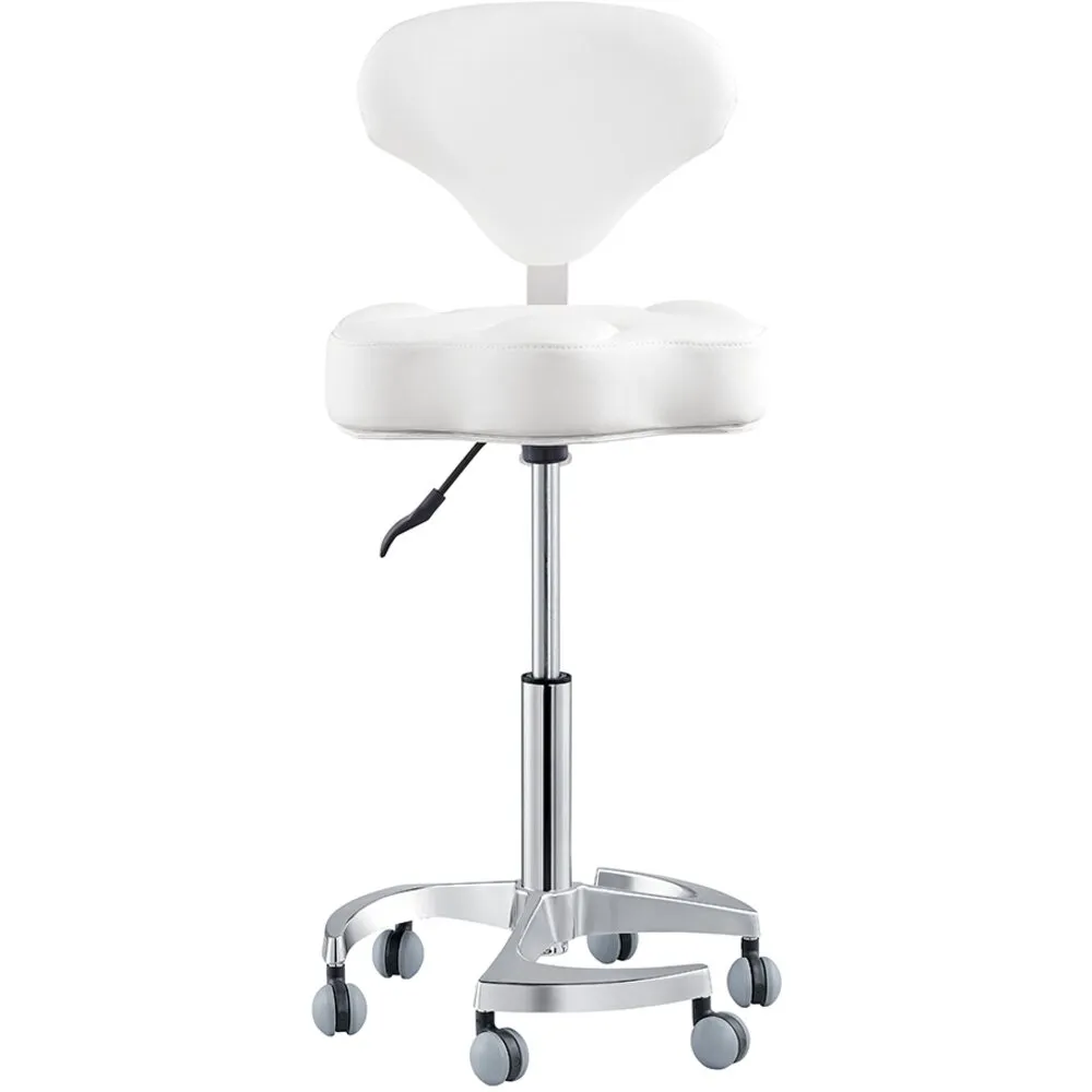 Zen Adjustable Swivel Stool - WHITE / 21" - 28" Adjustable Seat Height   6 Wheel Base by DIR Salon Furniture