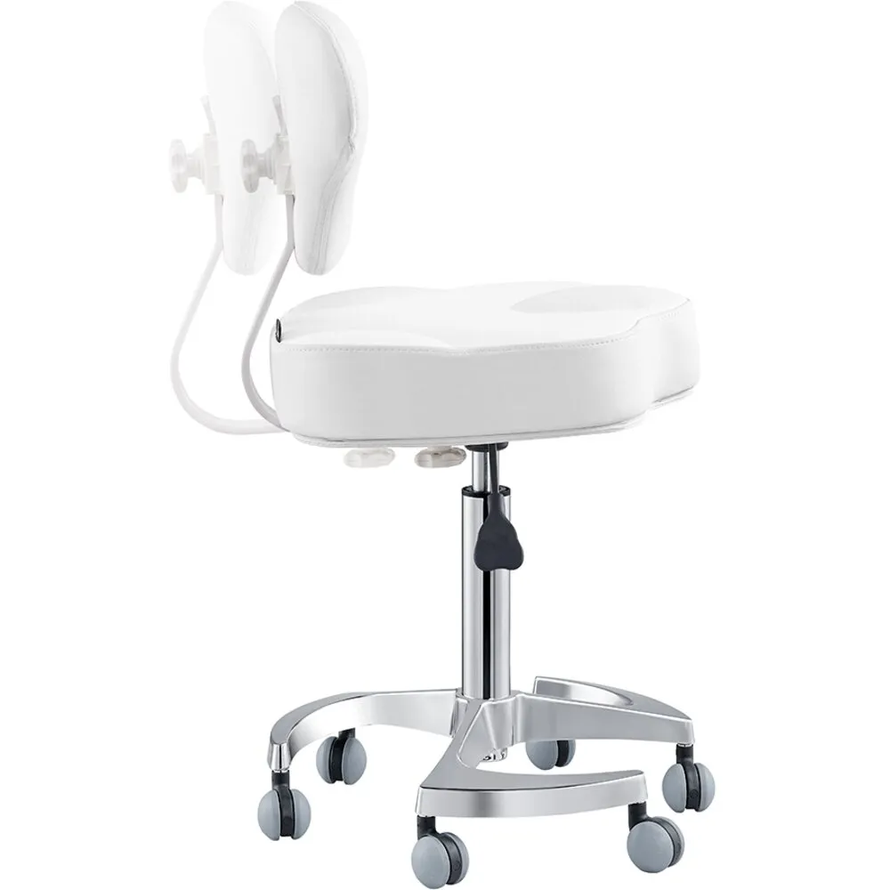 Zen Adjustable Swivel Stool - WHITE / 21" - 28" Adjustable Seat Height   6 Wheel Base by DIR Salon Furniture