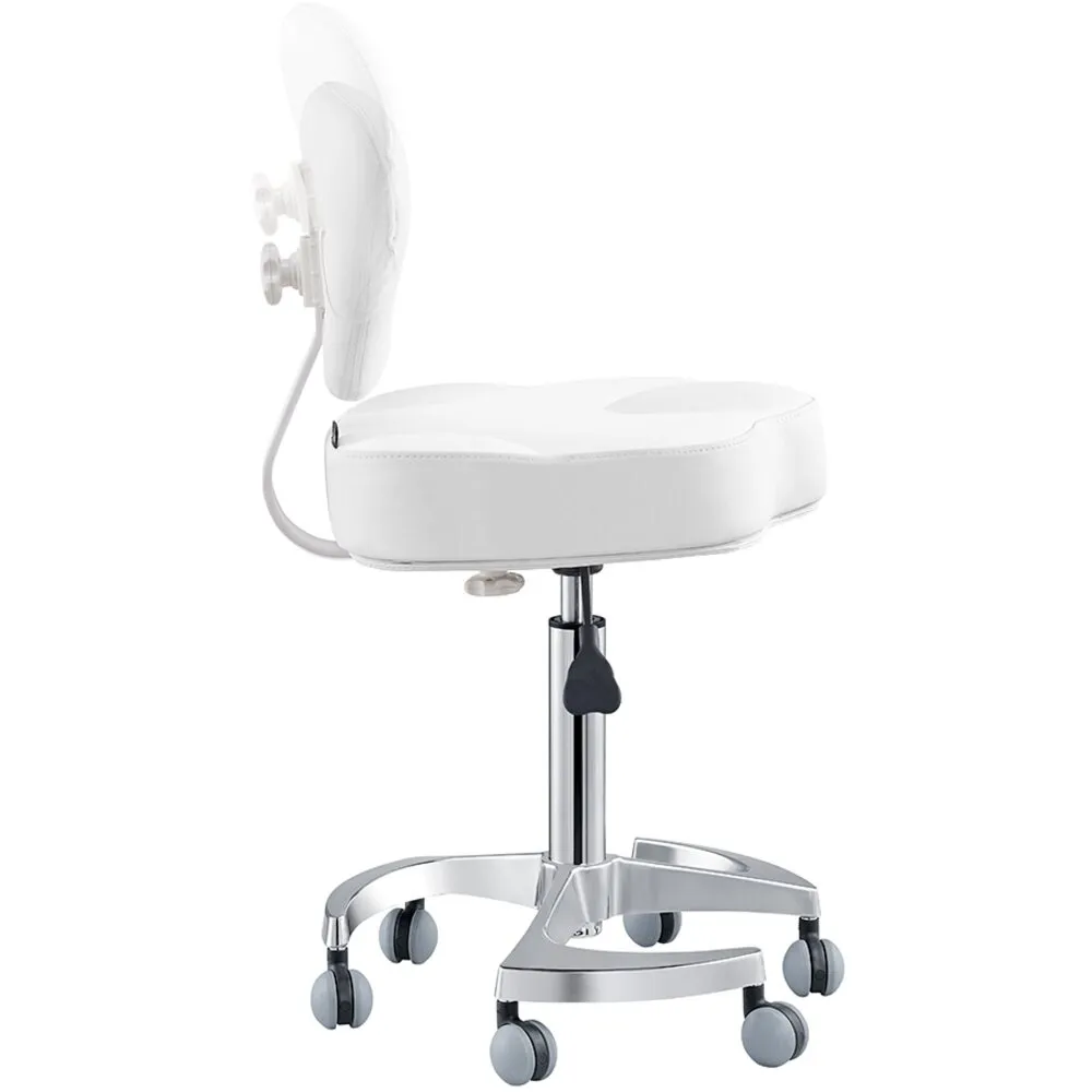Zen Adjustable Swivel Stool - WHITE / 21" - 28" Adjustable Seat Height   6 Wheel Base by DIR Salon Furniture