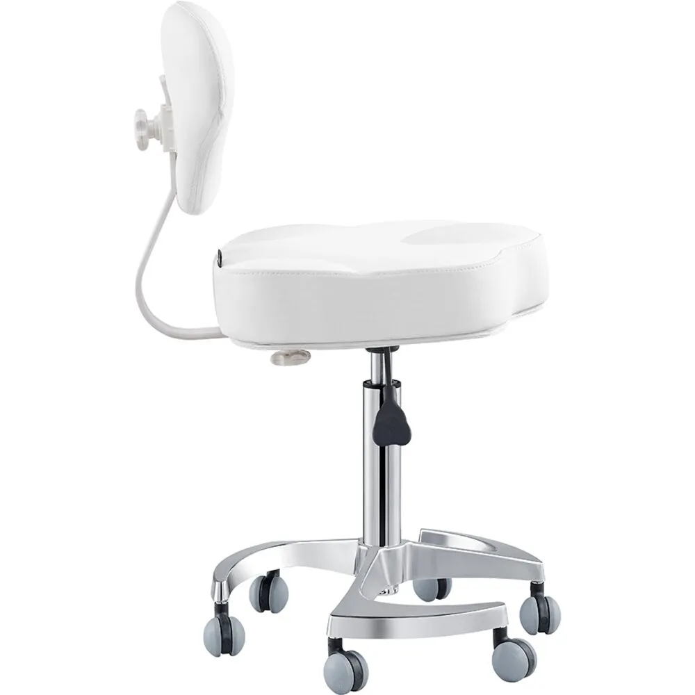 Zen Adjustable Swivel Stool - WHITE / 21" - 28" Adjustable Seat Height   6 Wheel Base by DIR Salon Furniture