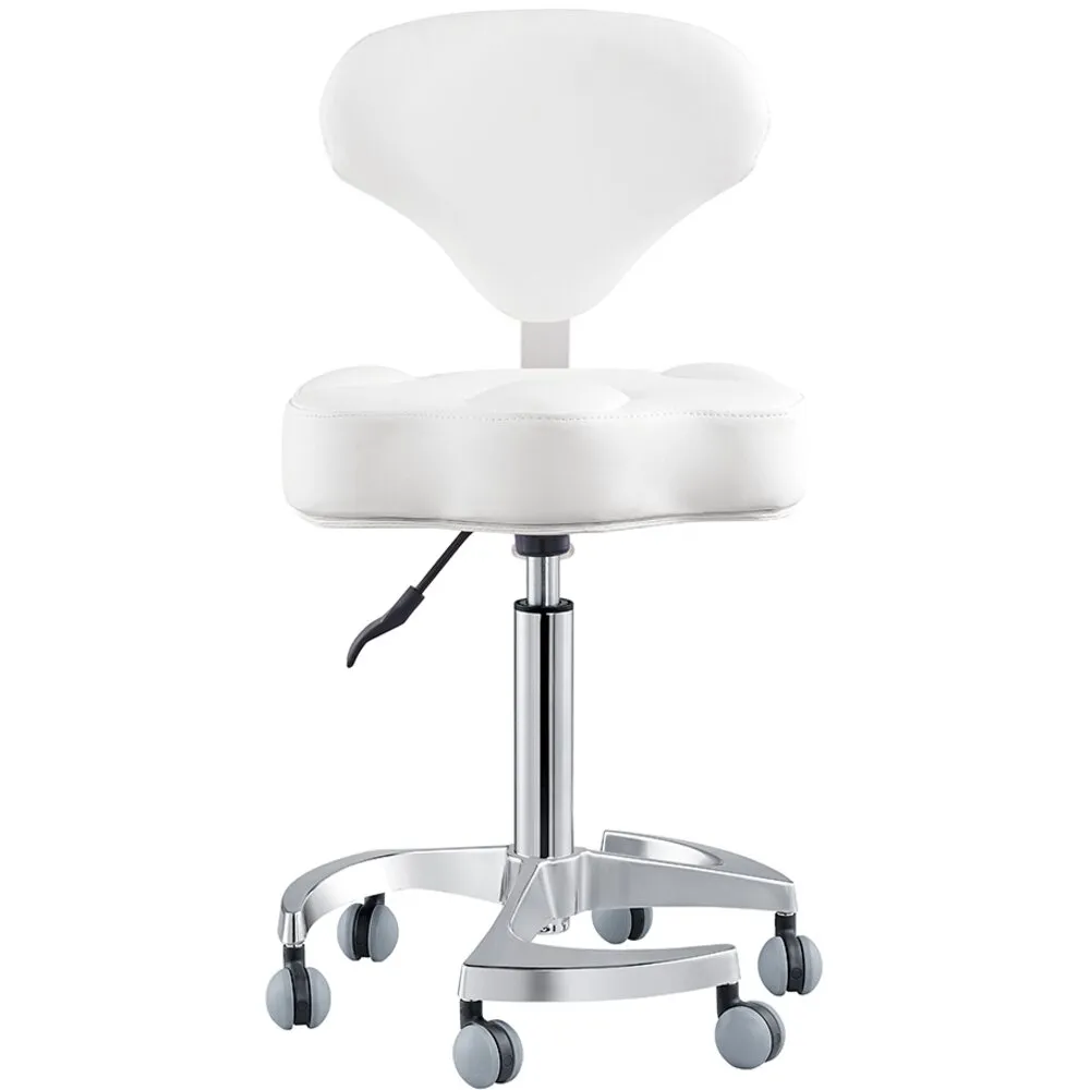 Zen Adjustable Swivel Stool - WHITE / 21" - 28" Adjustable Seat Height   6 Wheel Base by DIR Salon Furniture