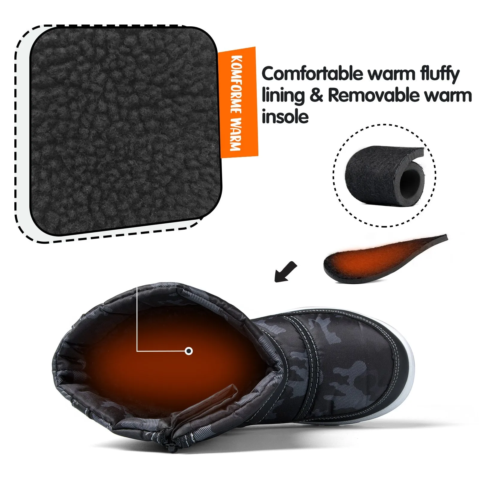 Zipper Camouflage Outdoor Waterproof Snow Boots