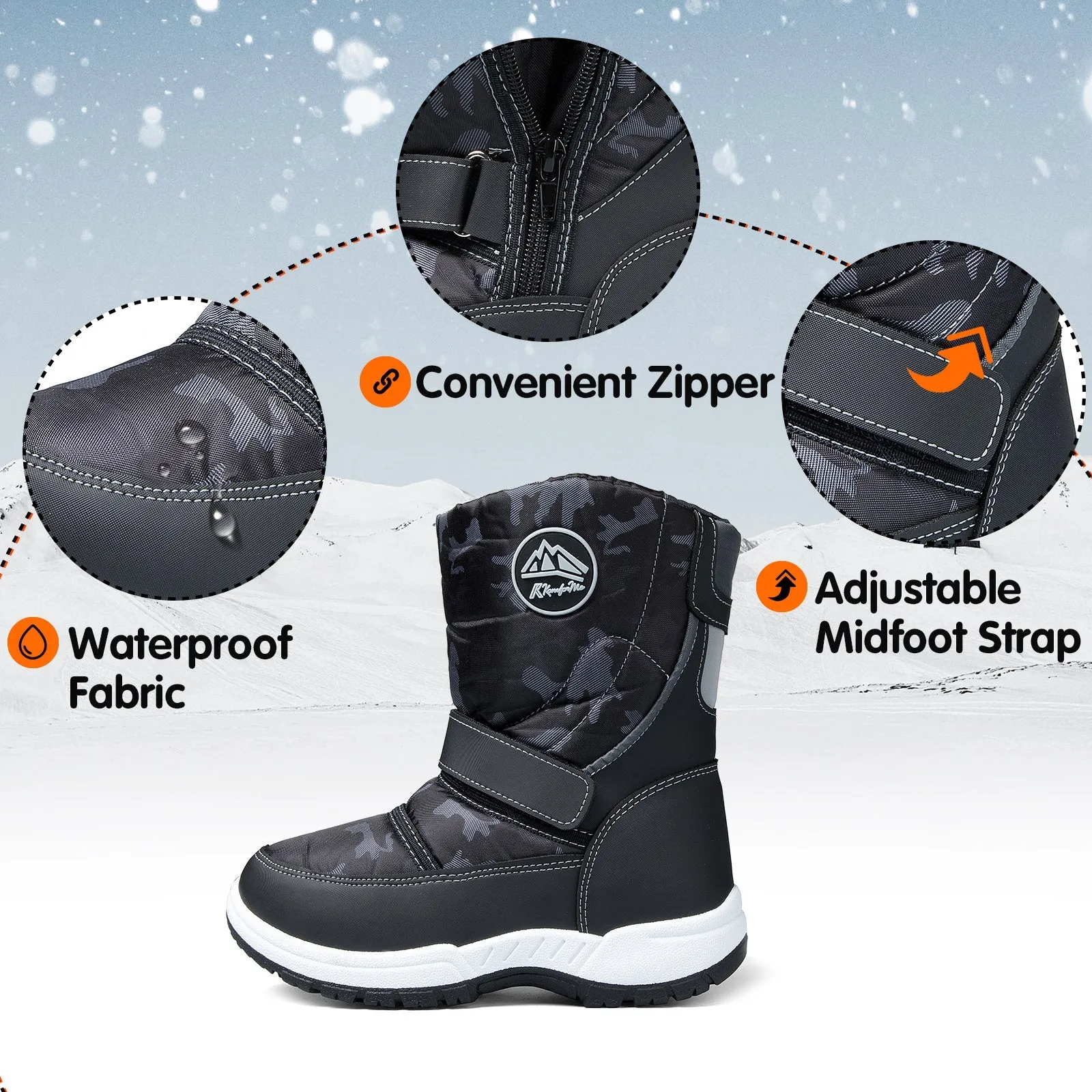 Zipper Camouflage Outdoor Waterproof Snow Boots